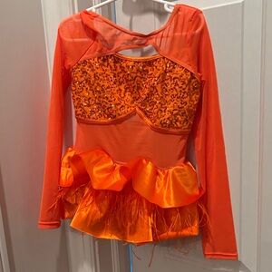 Weissman Orange Sequin Dance Costume
